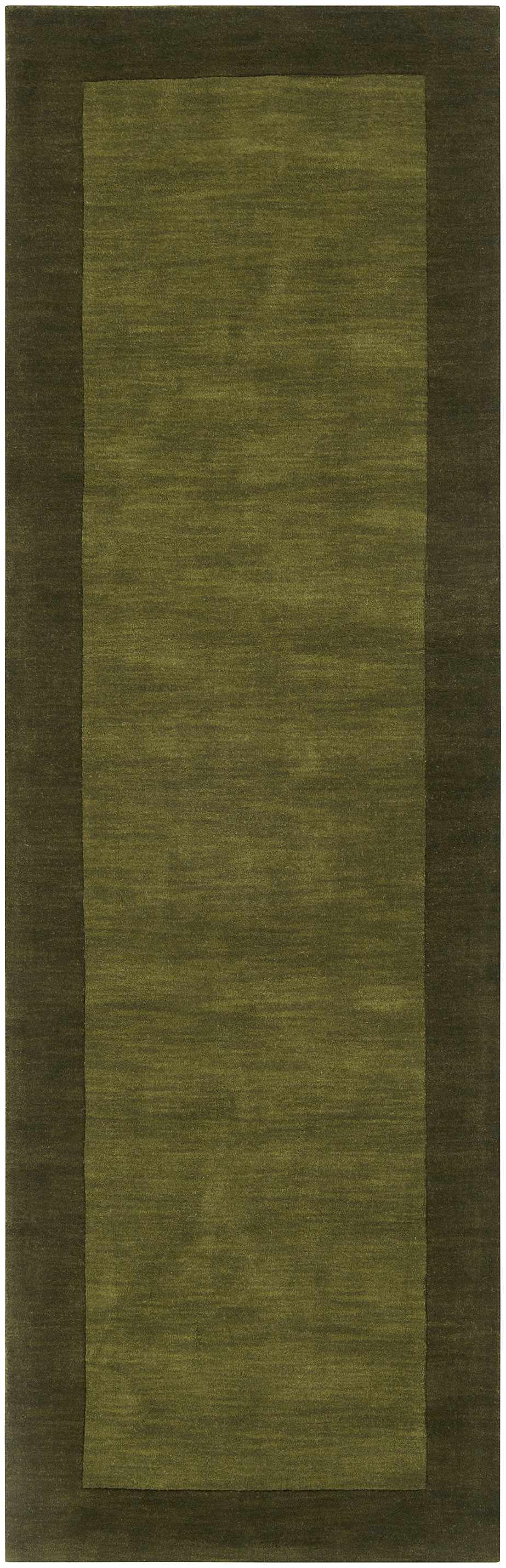 Bordered Solid Olive Green Wool Rug by Boutique Rugs