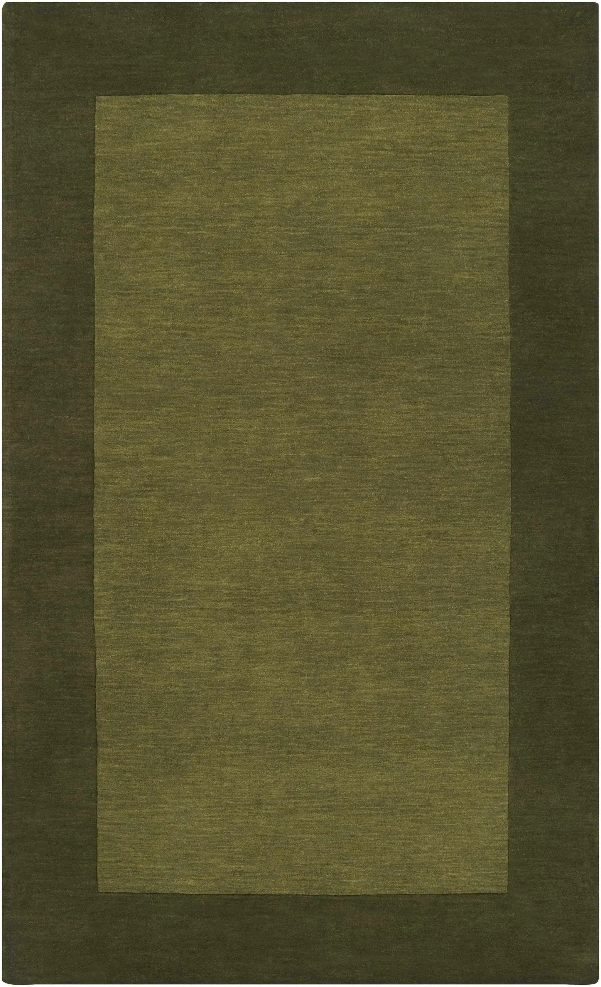 Bordered Solid Olive Green Wool Rug by Boutique Rugs