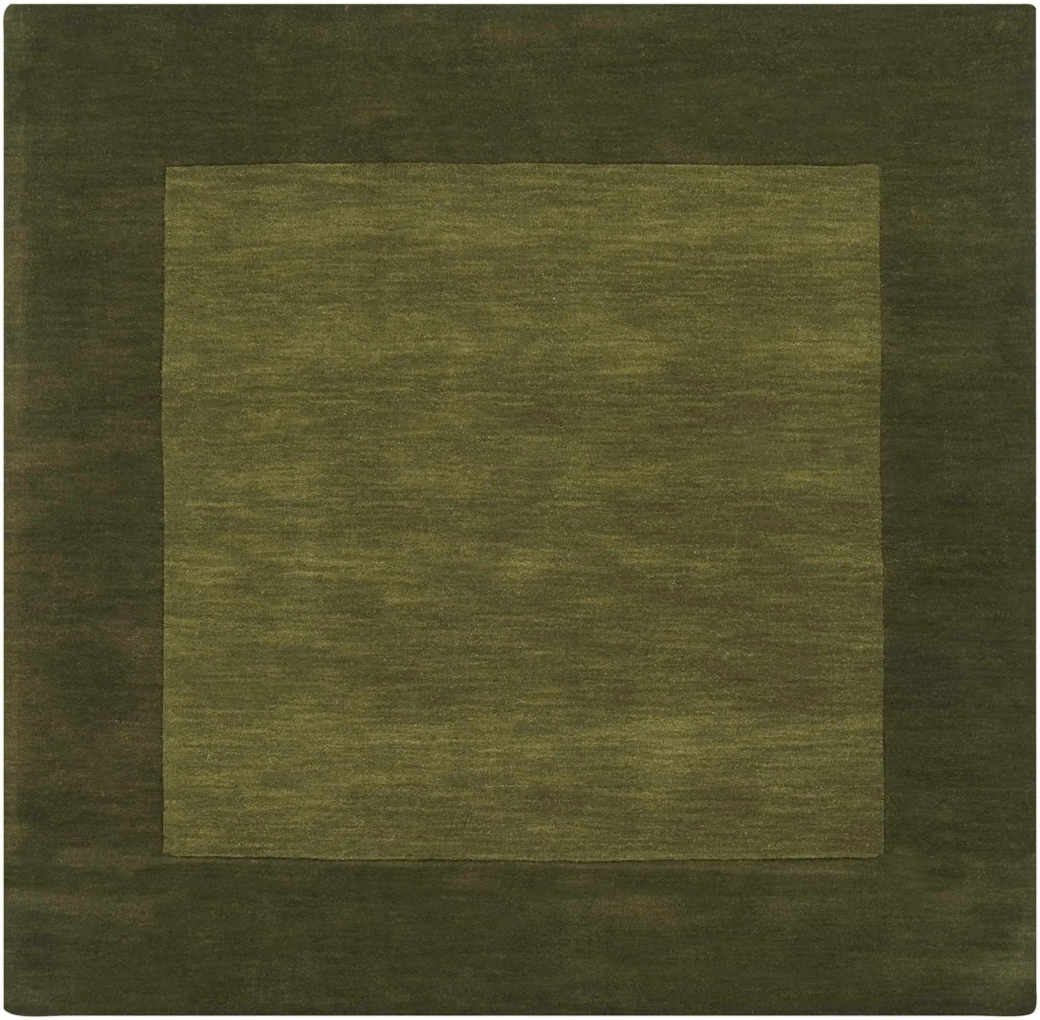 Bordered Solid Olive Green Wool Rug by Boutique Rugs