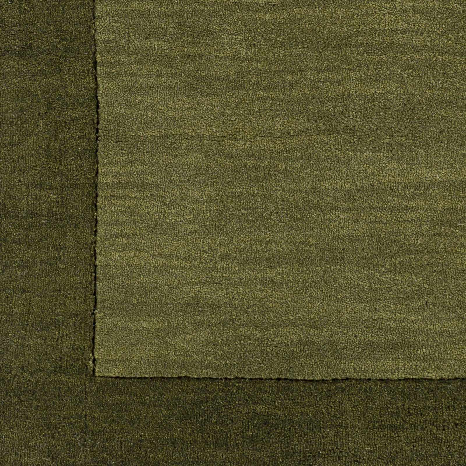 Bordered Solid Olive Green Wool Rug by Boutique Rugs