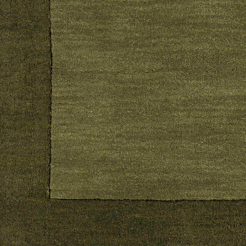 Bordered Solid Olive Green Wool Rug by Boutique Rugs