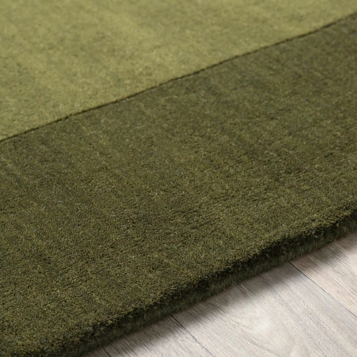 Bordered Solid Olive Green Wool Rug, photo 10 of 13