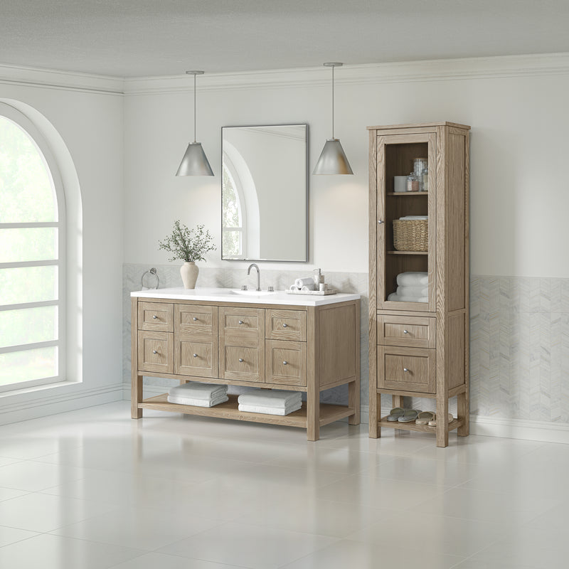 James Martin Breckenridge Linen Cabinet, Whitewashed Oak, view 8