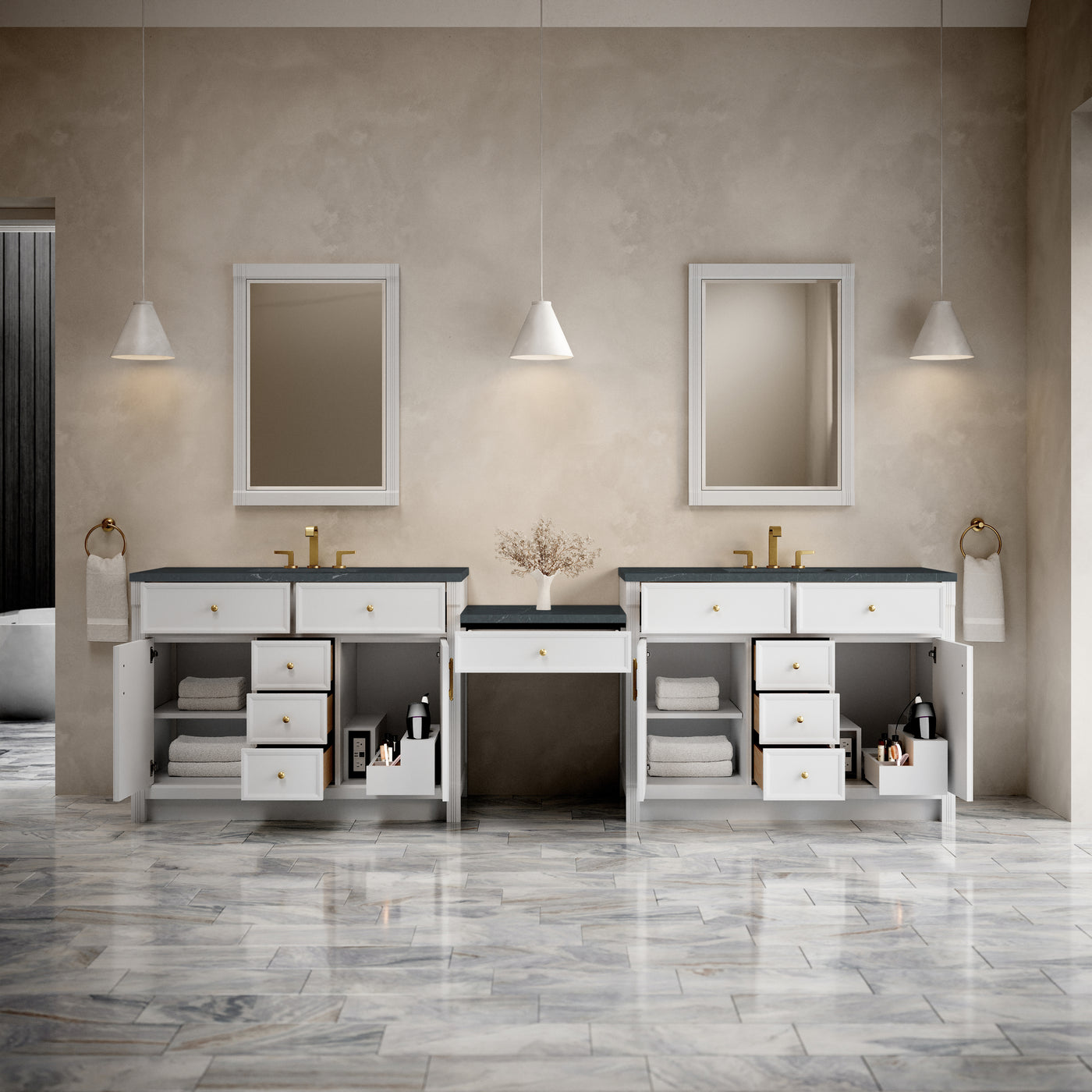 James Martin Bellshire 120" Double Bathroom Vanity, Bright White, view 32