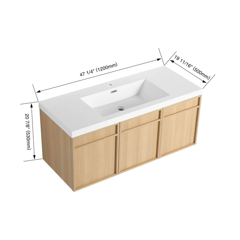 Wall-Mounted Bathroom Vanity With Resin Sink And Soft Closing Doors by Unique Piece Furniture