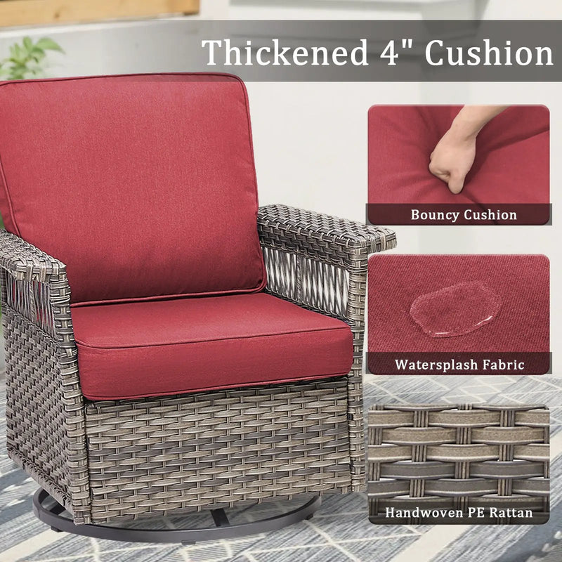 2 Piece Swivel Rocker Patio Chairs Set with Thick Cushions by HouseOfZazla