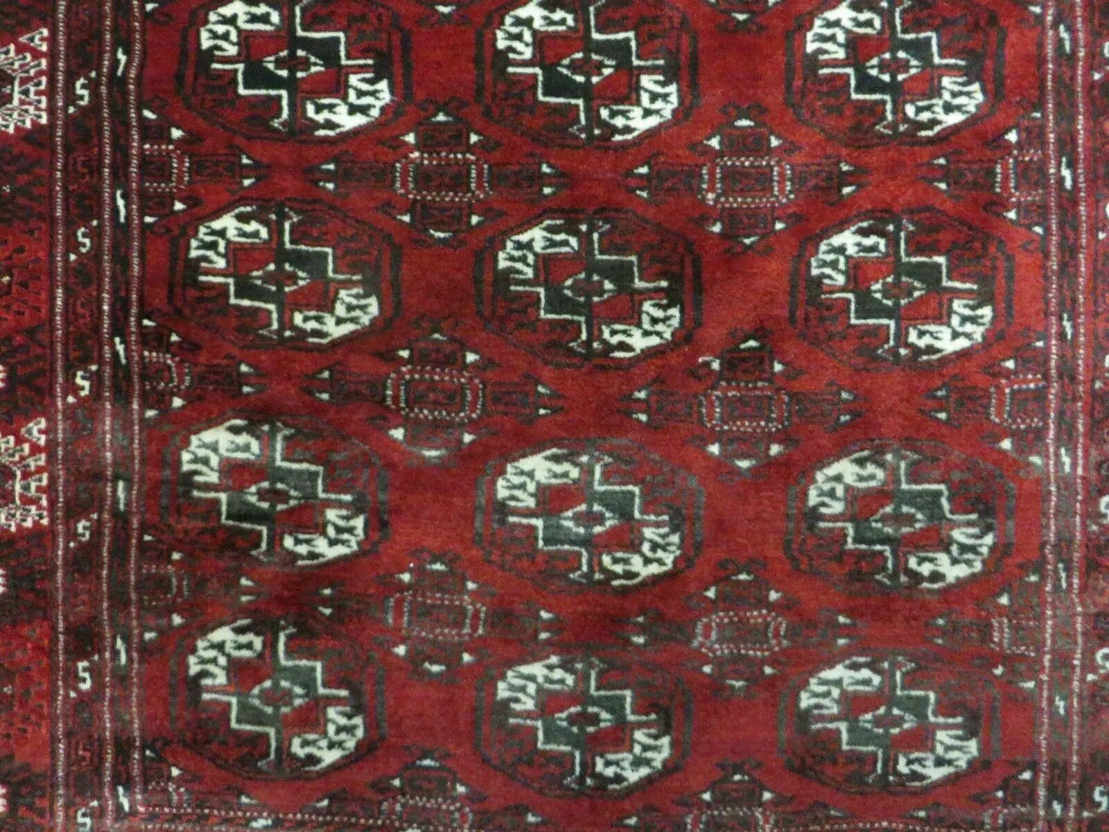 4' 5" X 5' 7" Semi Antique Handmade Afghan Yamud Turkoman Bokhara Wool Rug by Jewel Rugs