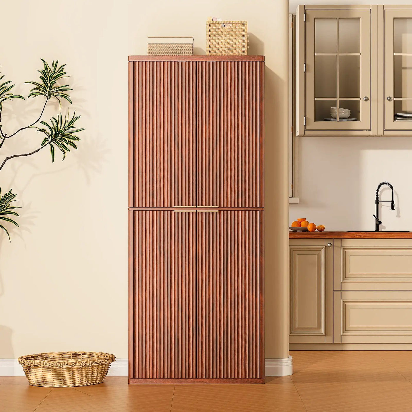 Kitchen Pantry Cabinet With 6 Doors by Unique Piece Furniture