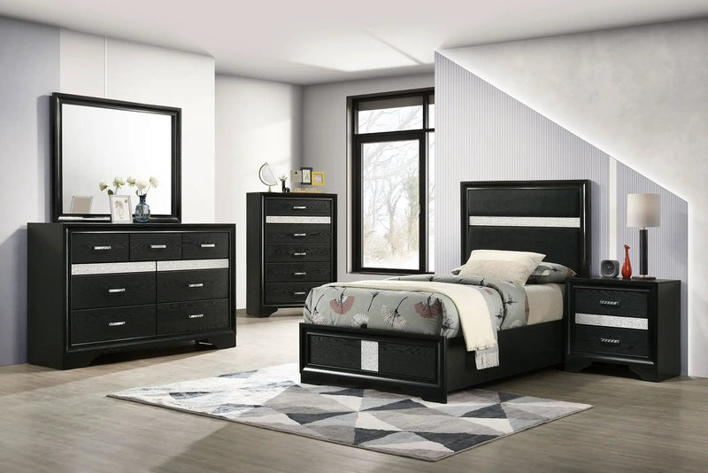 Miranda 54-inch Upholstered Twin Panel Bed Black by Unique Piece Furniture
