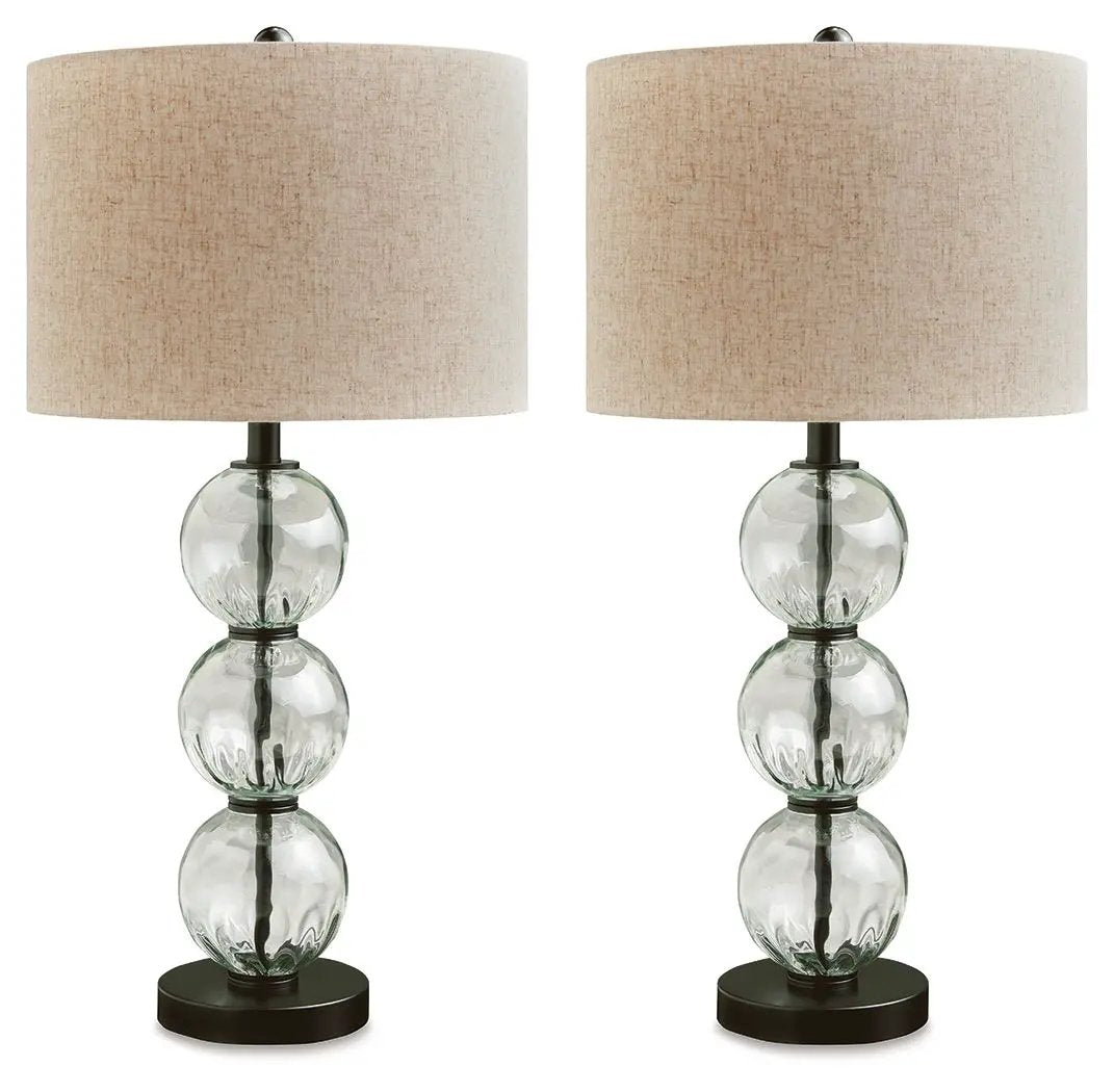 Airbal - Glass Table Lamp (Set of 2) - Clear / Black by Unique Piece Furniture