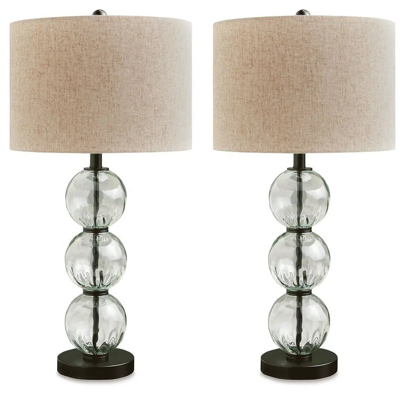 Airbal - Glass Table Lamp (Set of 2) - Clear / Black by Unique Piece Furniture