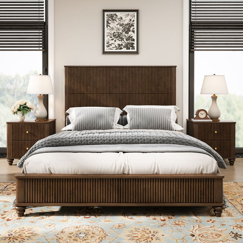 Platform Bed Frame With Tall Headboard by HouseOfZazla