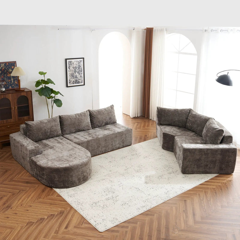 U-Shaped Oversized Modular Cloud Sectional Sofa With Deep Seat For Living Room by HouseOfZazla