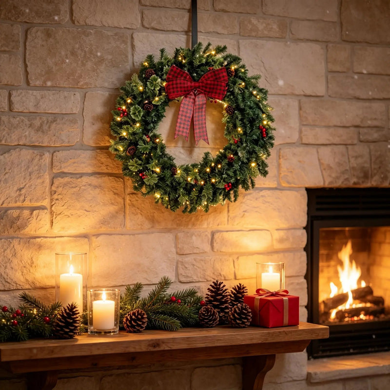 36 Inch Prelit Crestwood Spruce Christmas Wreath with Bow by HouseOfZazla
