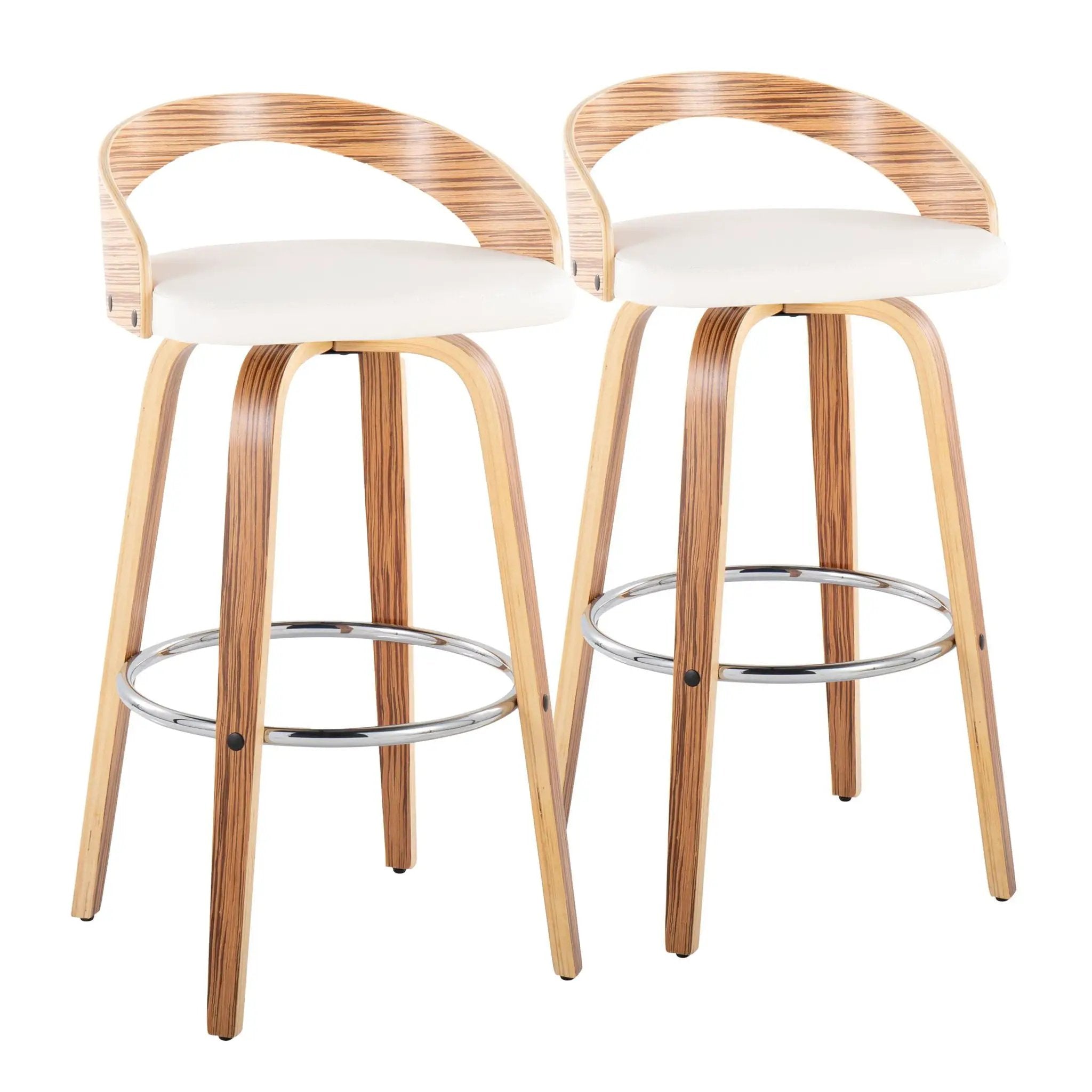 Grotto - Contemporary Fixed Height Barstool With Swivel With Round Footrest (Set of 2) by Unique Piece Furniture