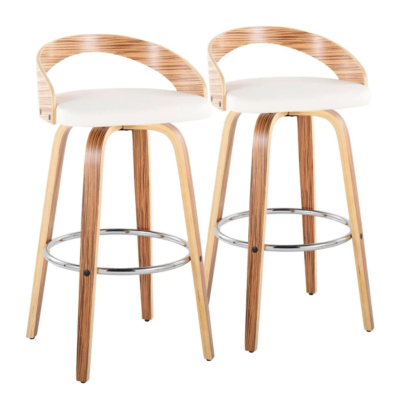 Grotto - Contemporary Fixed Height Barstool With Swivel With Round Footrest (Set of 2) by HouseOfZazla