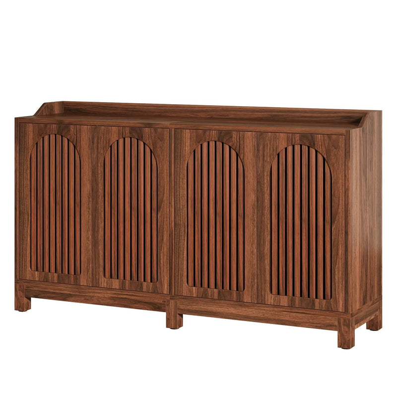 Sideboard Buffet Cabinet With 4 Doors & Shelves, Credenza Table For Dining Room - Brown by HouseOfZazla