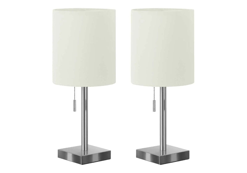 Lighting, Table Lamp, USB Port Included, Nickel, Contemporary (Set of 2) by HouseOfZazla