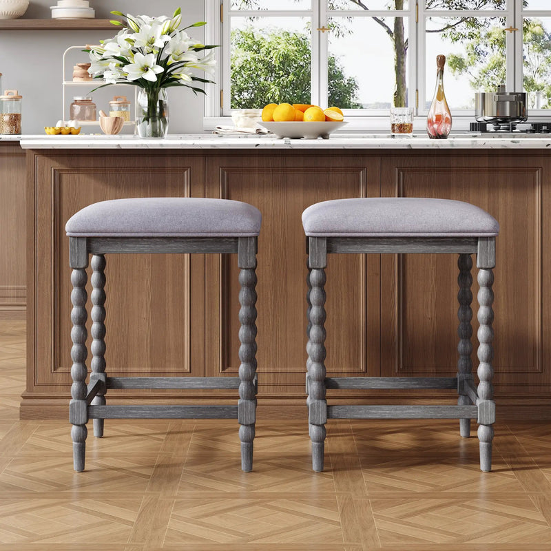 26" Counter Stools - Set of 2 with Upholstered Seat by HouseOfZazla