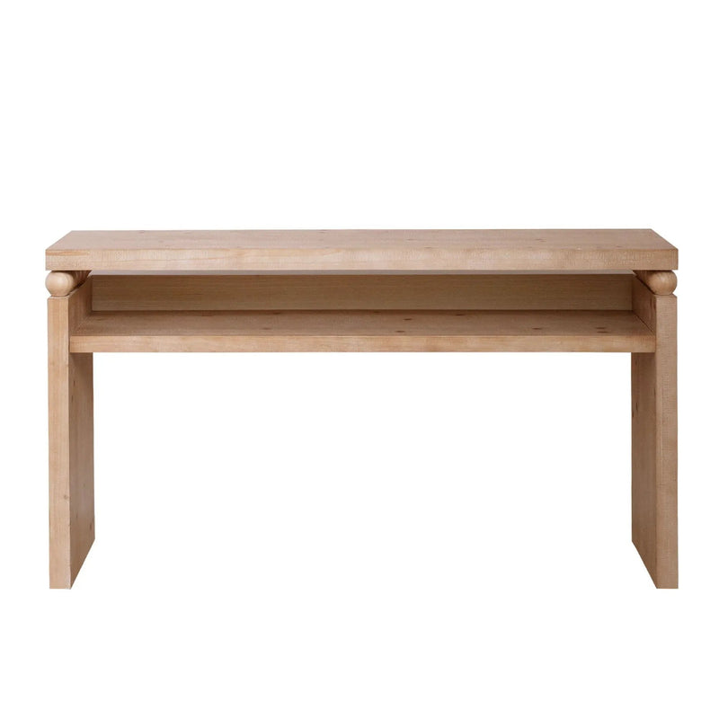 Modern Rustic Console Table, Wood Entryway Table With Shelf & Decorative Bead Detail - Natural by Unique Piece Furniture