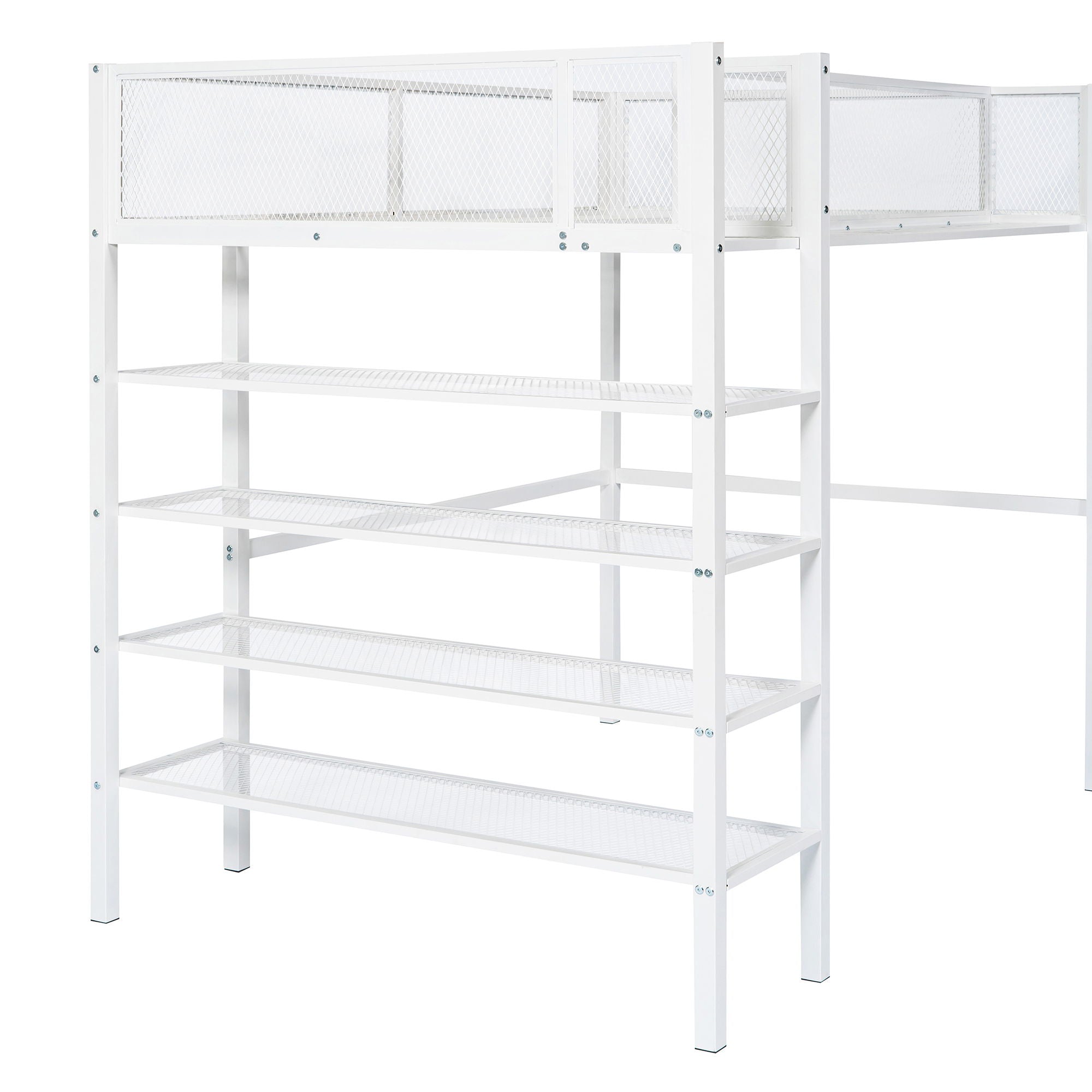 Loft Bed With 4 Tier Shelves And Storage by HouseOfZazla
