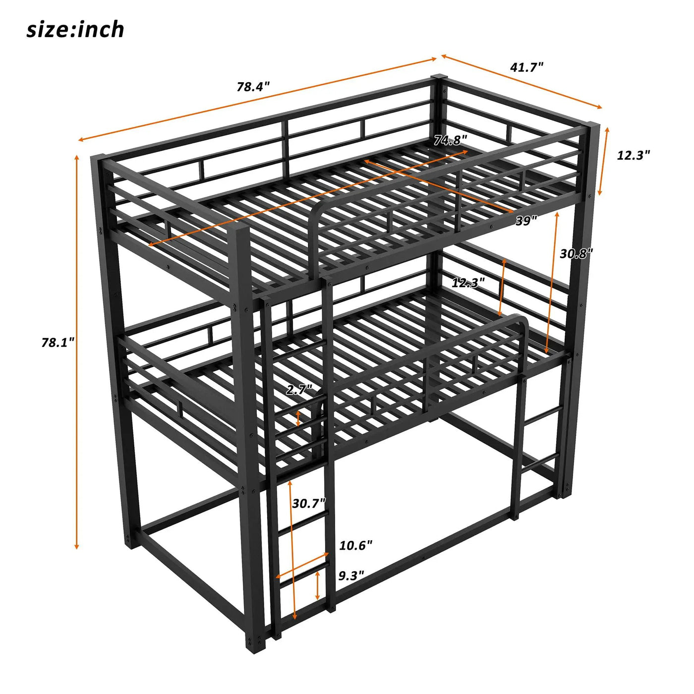 Triple Bunk Bed With Sturdy Construction And Space Saving Design by HouseOfZazla