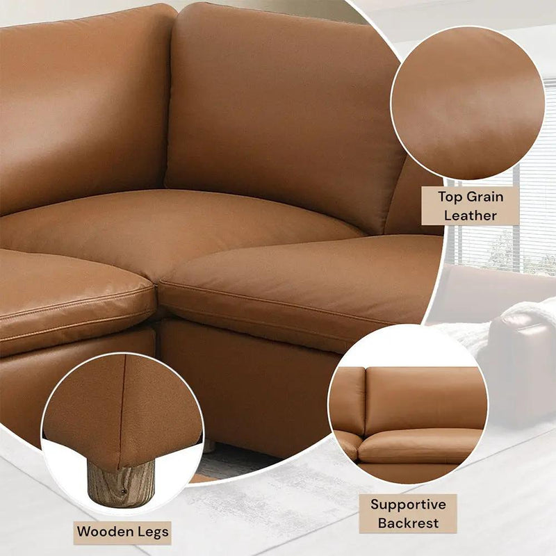 Brighton - Modular Wedge - Brown Top Grain Leather by Unique Piece Furniture