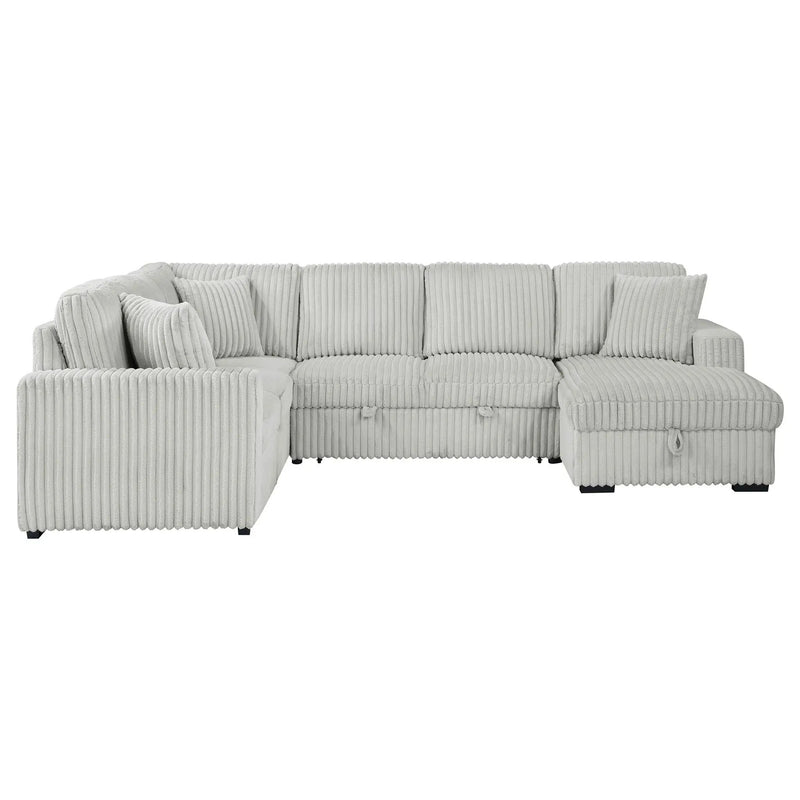 Devonshire Sleeper Sectional Sofa Storage Chaise Grey by Unique Piece Furniture