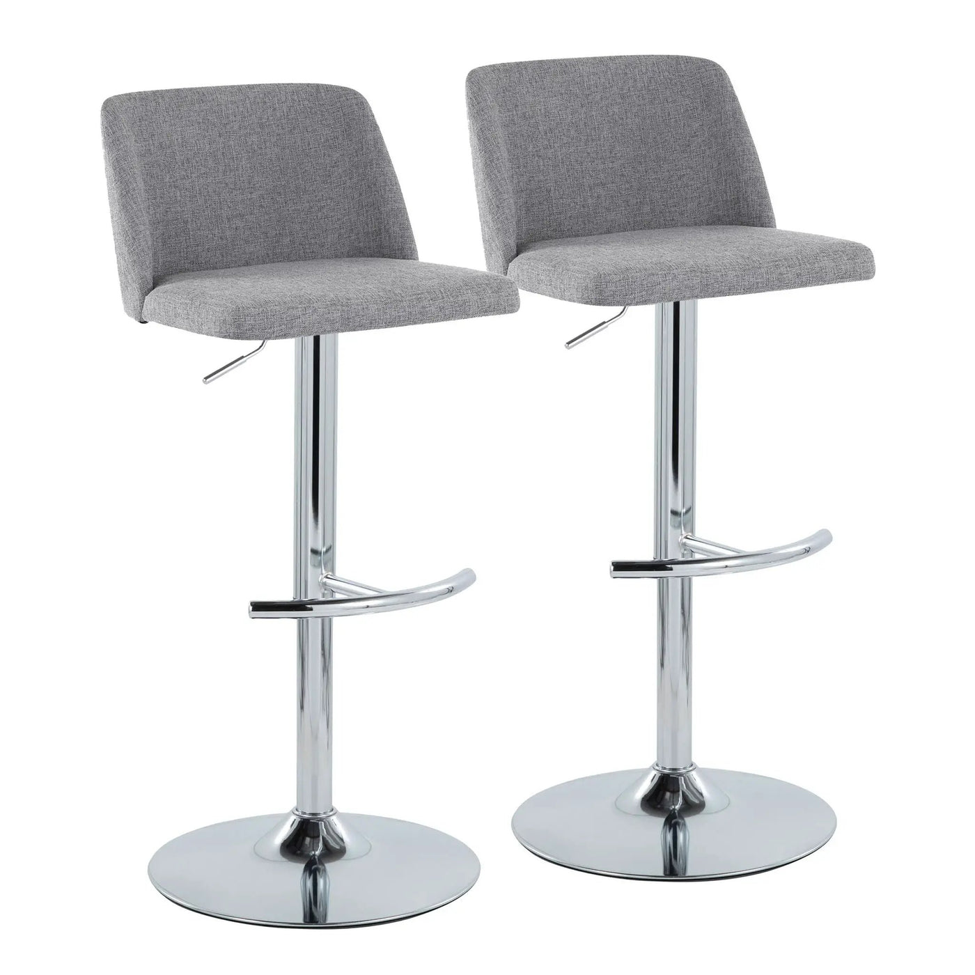 Toriano - Contemporary Adjustable Barstool With Swivel & Rounded T Footrest (Set of 2) by HouseOfZazla