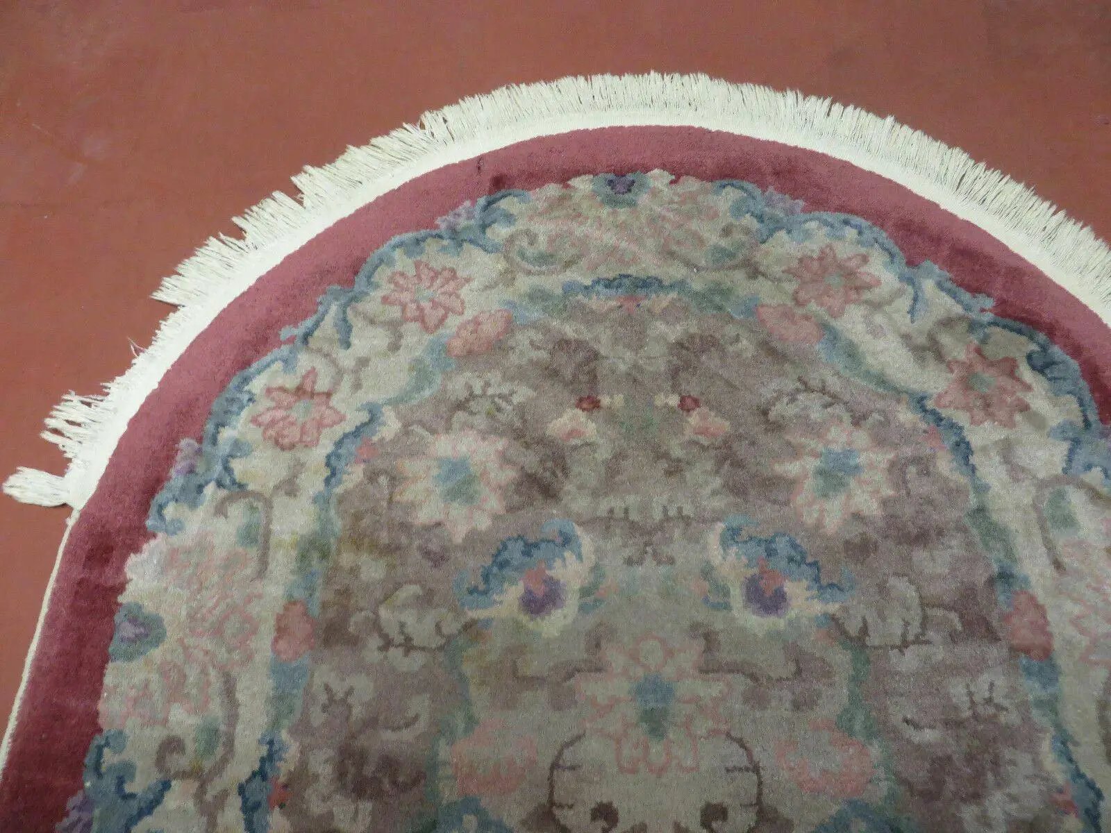Oval Chinese Art Deco Rug 3x5 Vintage Wool Carpet by Jewel Rugs