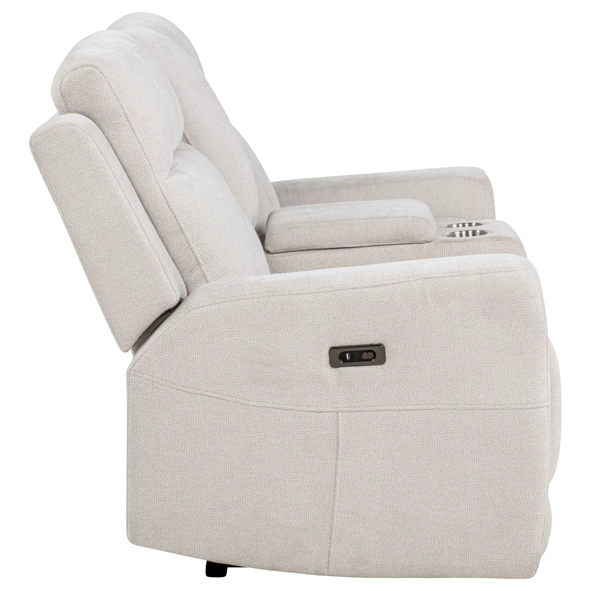 Kennett Chenille Upholstered Power Reclining Loveseat Ivory by Unique Piece Furniture