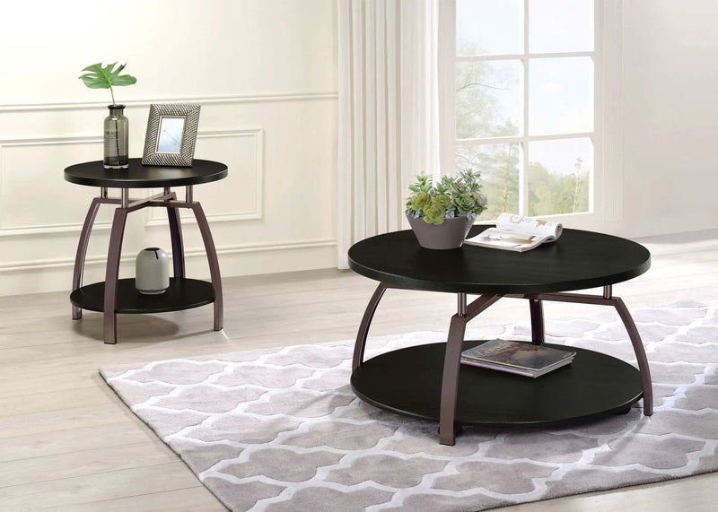 Dacre Round Engineered Wood Top Coffee Table Dark Charcoal by Unique Piece Furniture