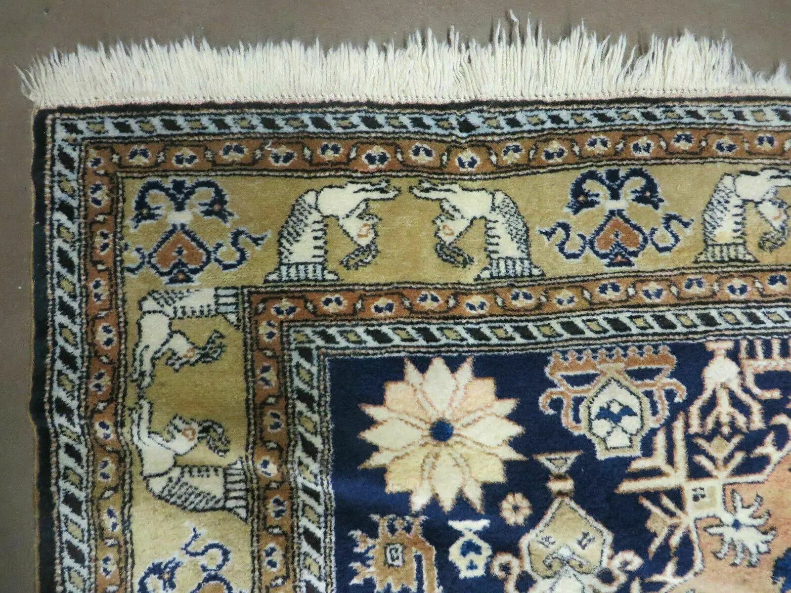 Persian Qum Rug 5.6 x 8.8, Navy Blue by Jewel Rugs