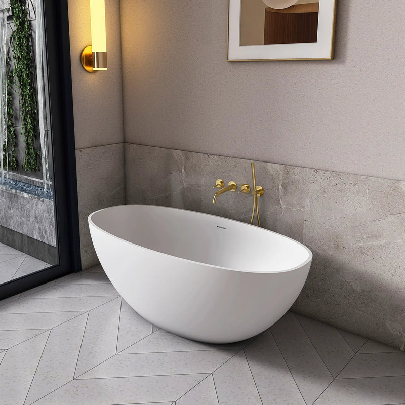 61 Inch Small Size Artificial Stone Solid Surface Freestanding Bathroom Bathtub by HouseOfZazla