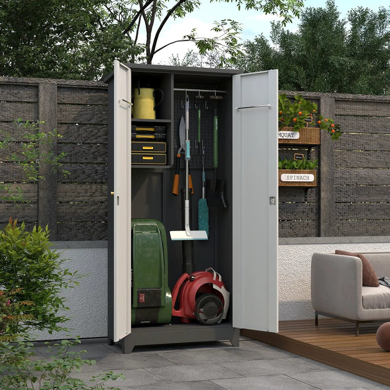Outdoor Cabinet, Large Capacity Storage Vertical Tall Design With Shelves And Secure Lock by HouseOfZazla