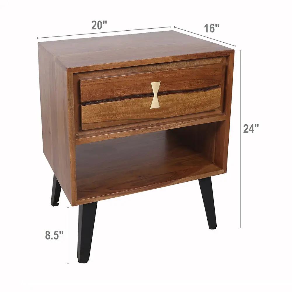 Asther - Bedside Table - Natural Wood / Brown by HouseOfZazla