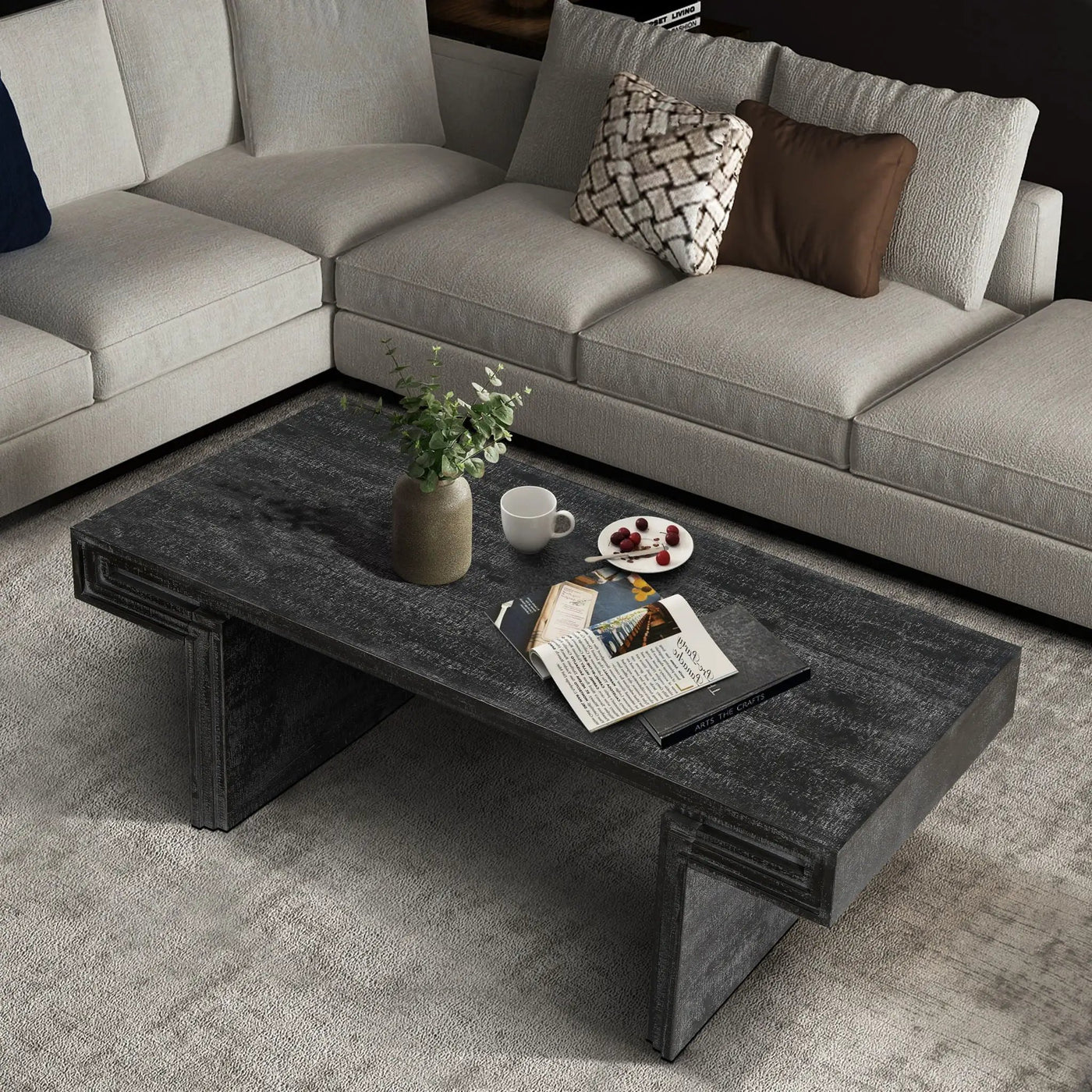 American Vintage Industrial Coffee Table, Double Tier Design by HouseOfZazla