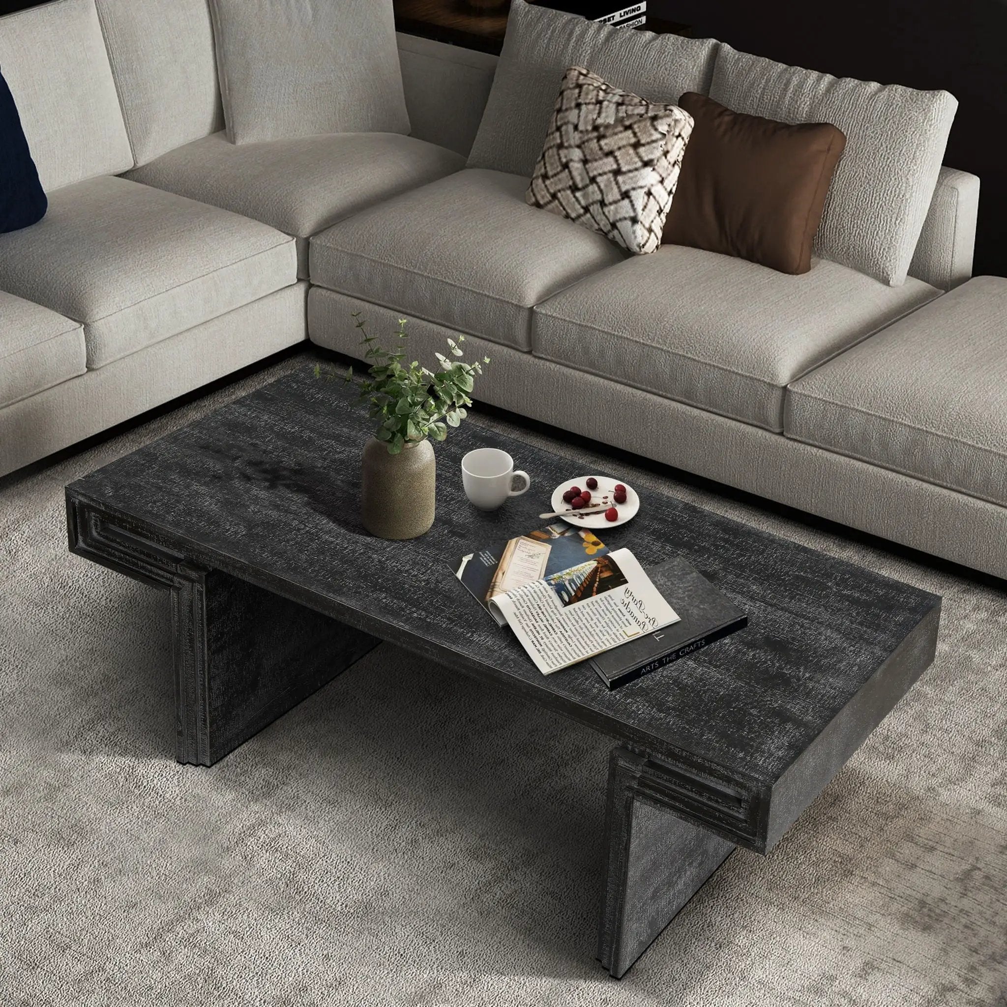 American Vintage Industrial Coffee Table, Double Tier Design