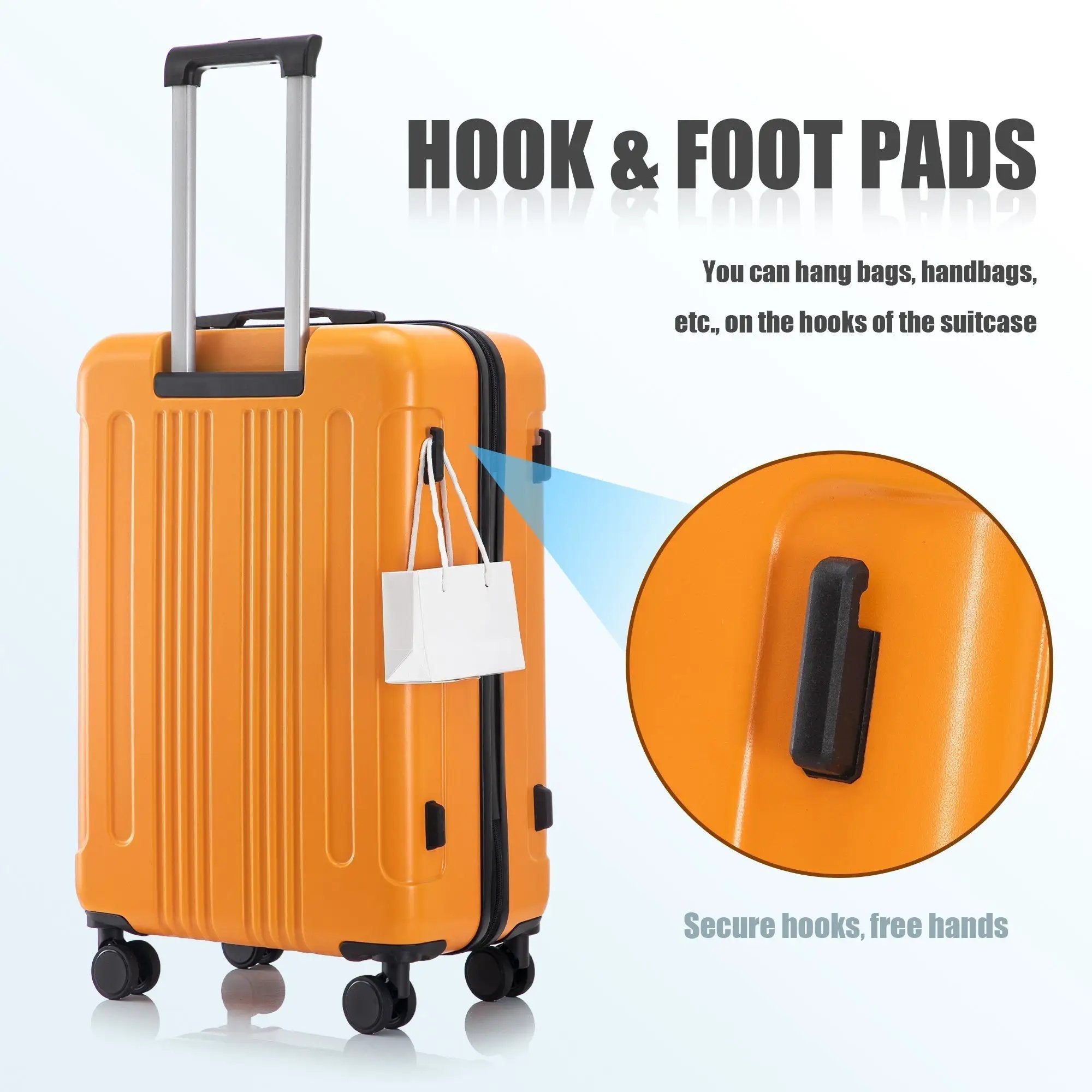 3-Piece ABS Spinner Wheel Luggage Set in Black and Orange by HouseOfZazla