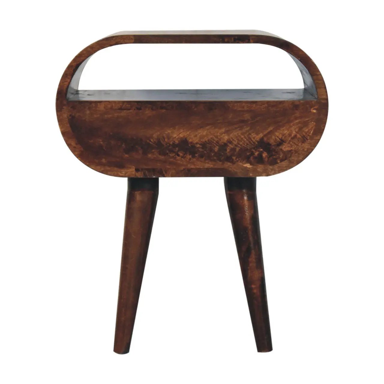 Circular Bedside Table With Open Slot - Walnut by HouseOfZazla