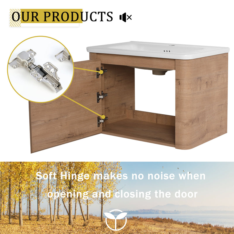 28'' Wall-Mounted Bathroom Vanity with Ceramic Sink by HouseOfZazla