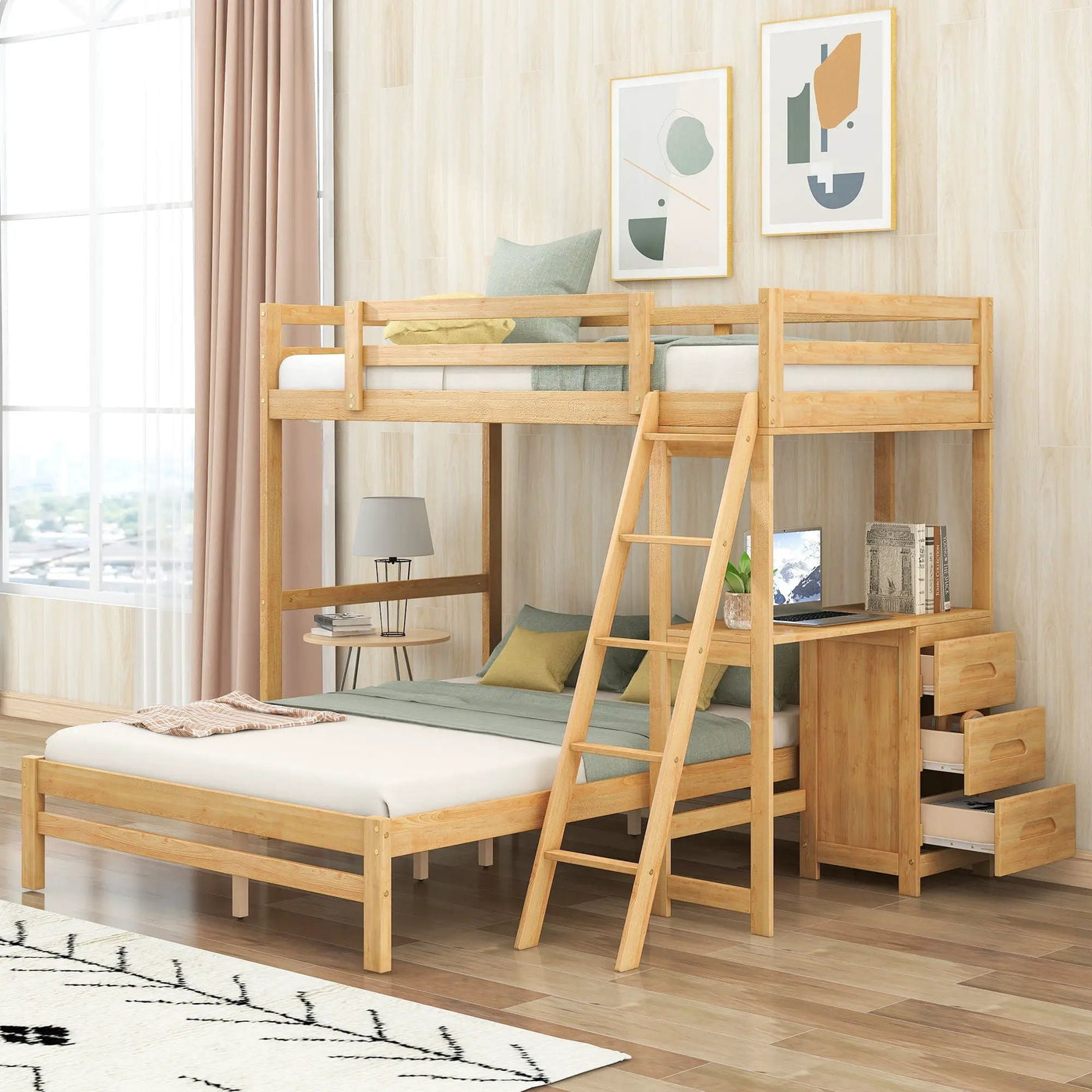 Bunk Bed With Built In Desk And 3 Drawers by HouseOfZazla