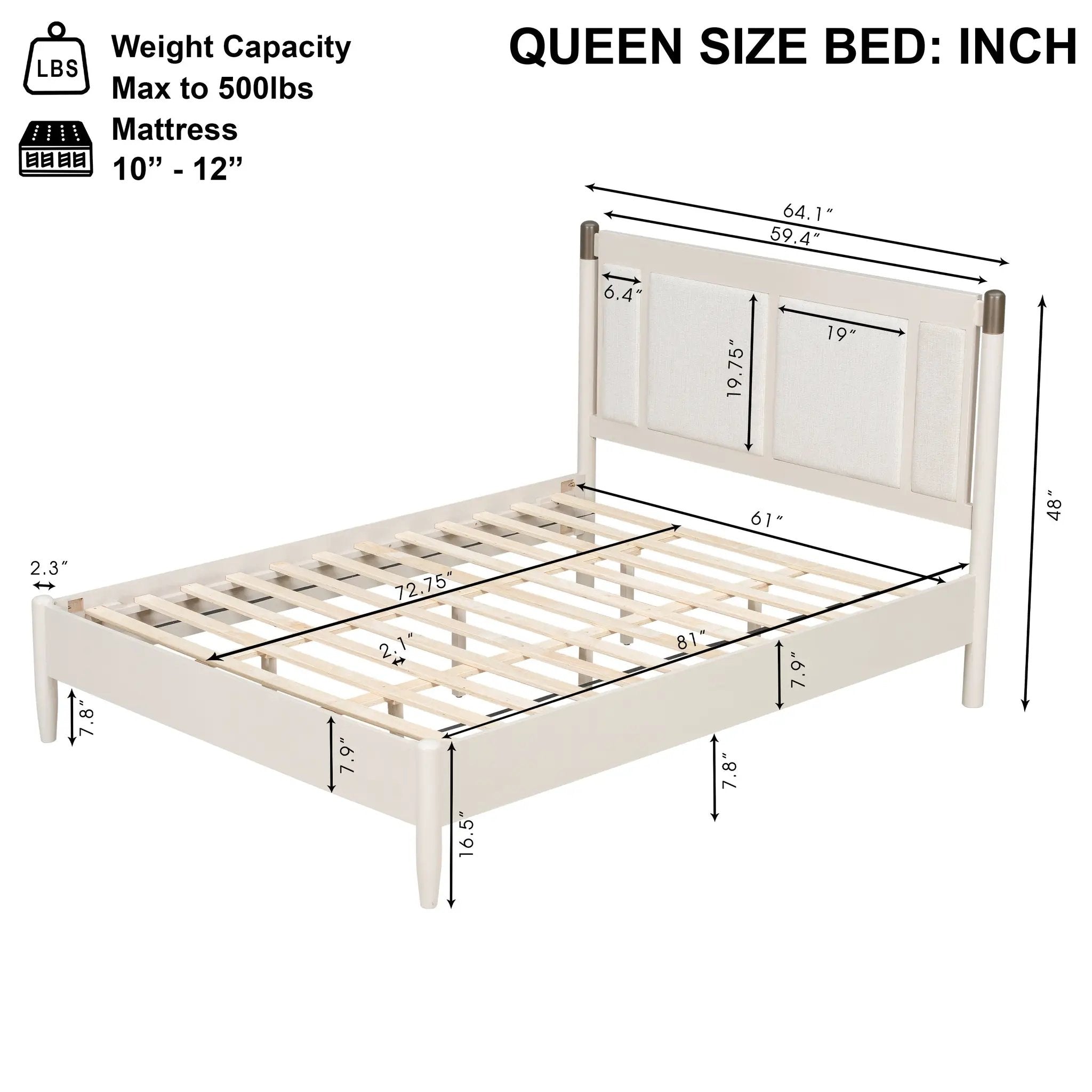 Solid Wood Queen Bed - Heavy Duty Support by HouseOfZazla