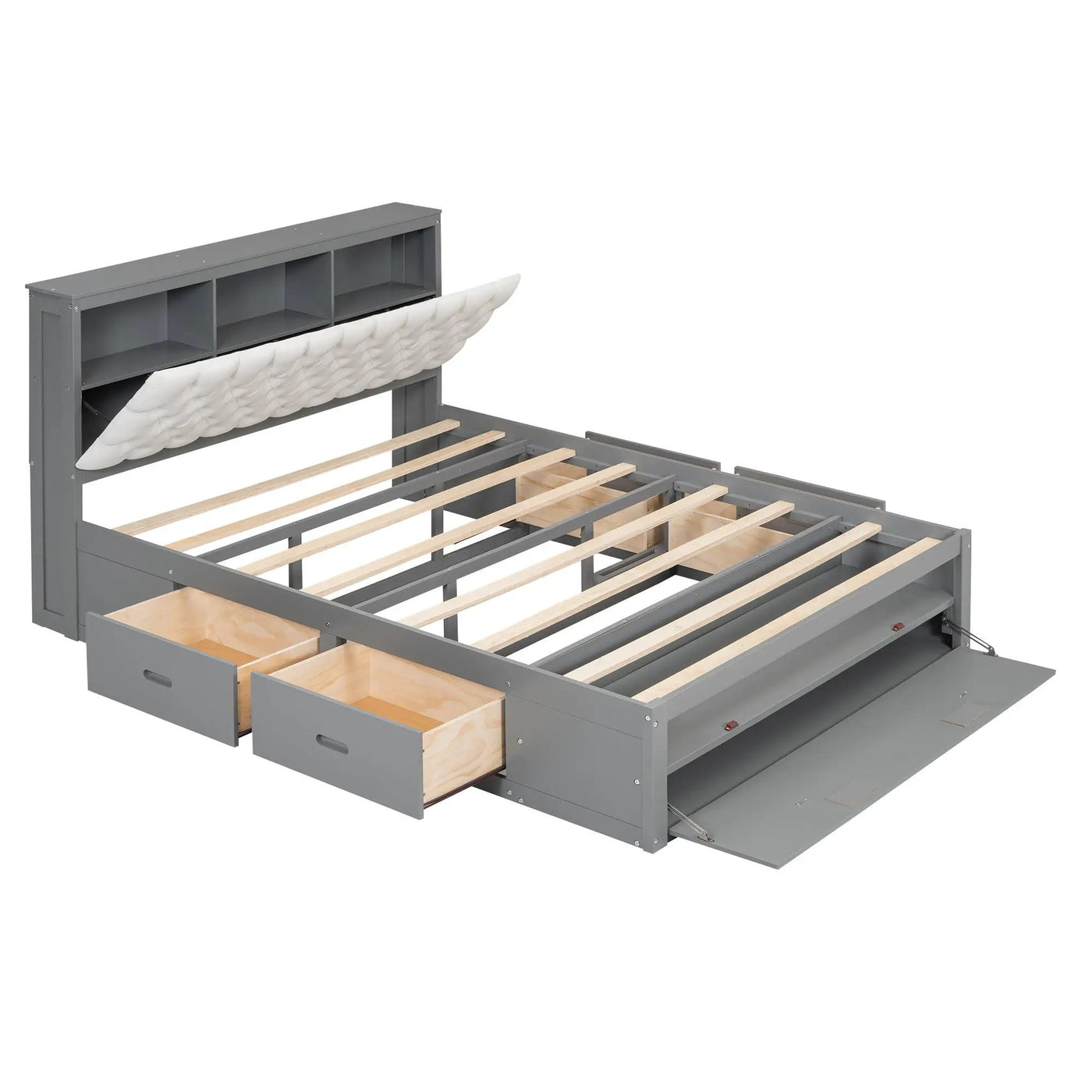 Platform Bed With Storage Headboard, Shoe Rack And 4 Drawers by HouseOfZazla