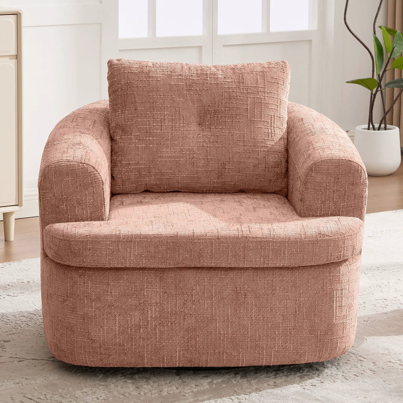 Modern Swivel Barrel Chair With Dual-Layer Cushion by Unique Piece Furniture