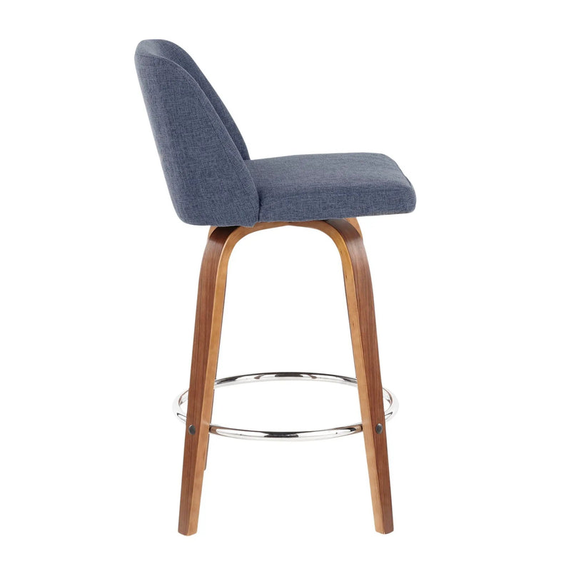 Toriano - Mid-Century Modern Fixed Height Counter Stool With Round Footrest (Set of 2) by HouseOfZazla