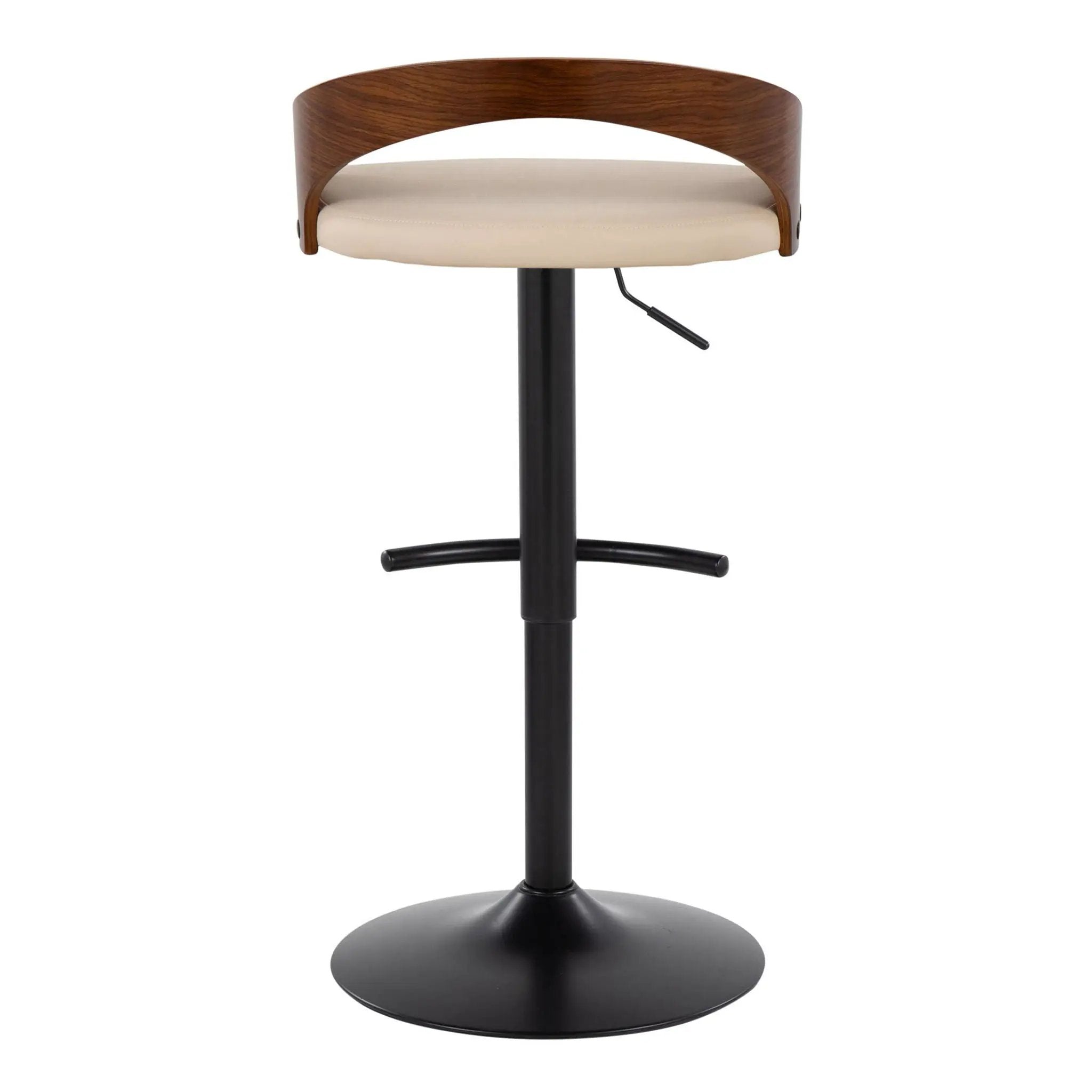Grotto - Contemporary Adjustable Barstool With Swivel With Rounded T Footrest (Set of 2) by HouseOfZazla