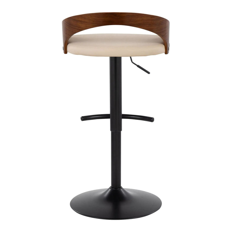 Grotto - Contemporary Adjustable Barstool With Swivel With Rounded T Footrest (Set of 2) by HouseOfZazla
