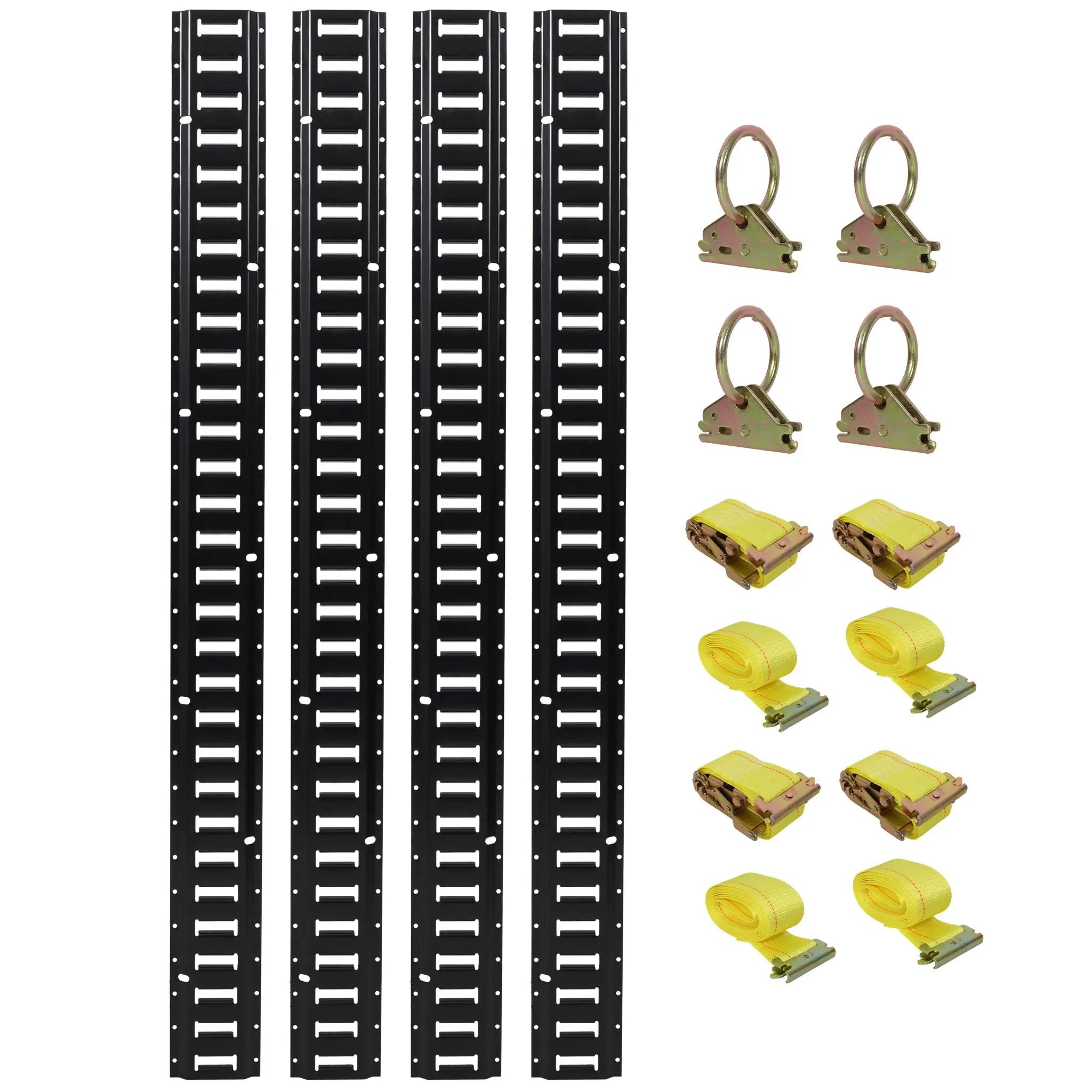 12 Pieces E Track Tie-Down Rail Kit for Trucks, Vans, Garages - Black by HouseOfZazla