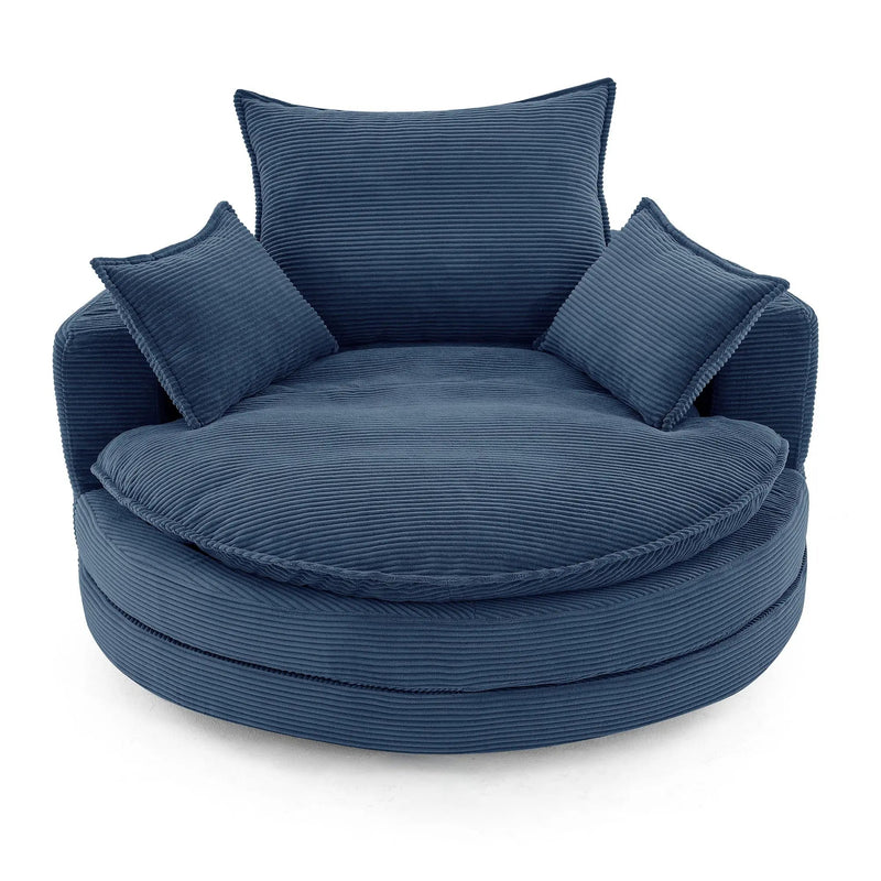 360° Swivel Accent Barrel Chair With Dual Layer Cushion And 3 Removable Pillows by HouseOfZazla